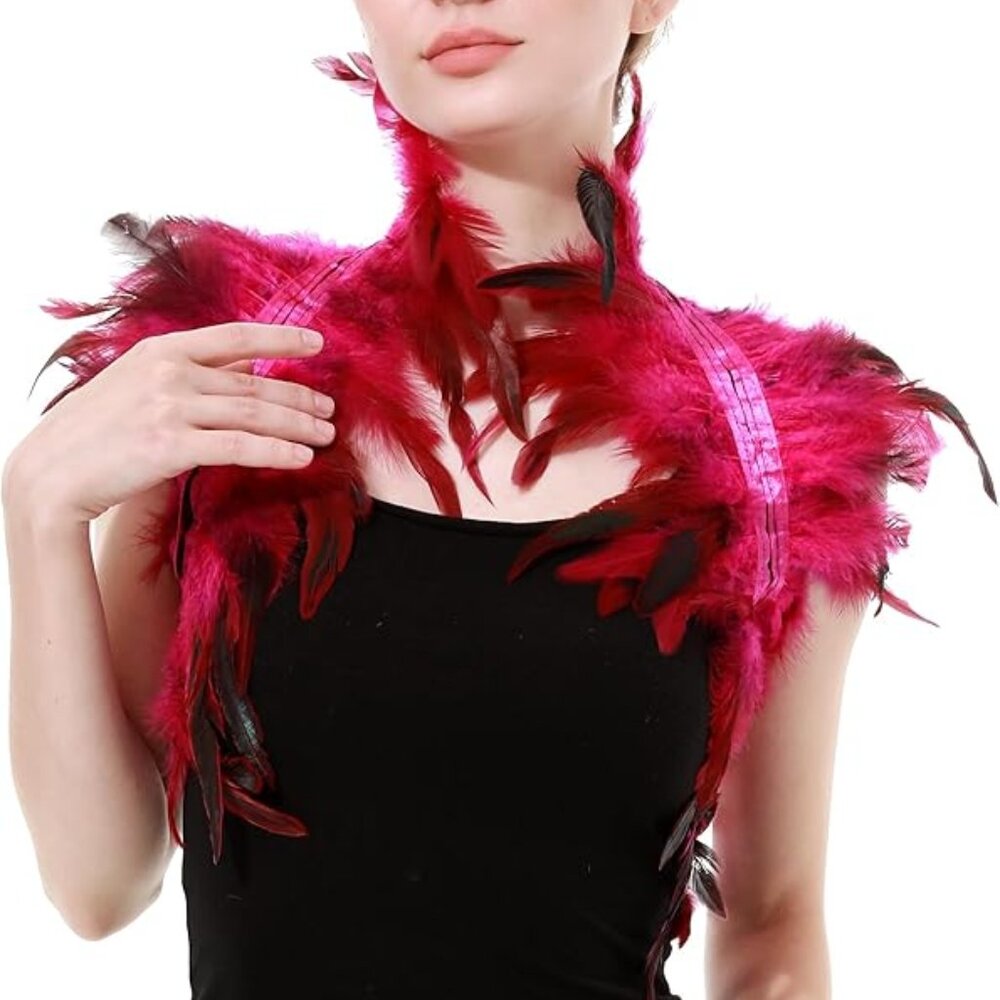 Feather Shawl Pink Collar